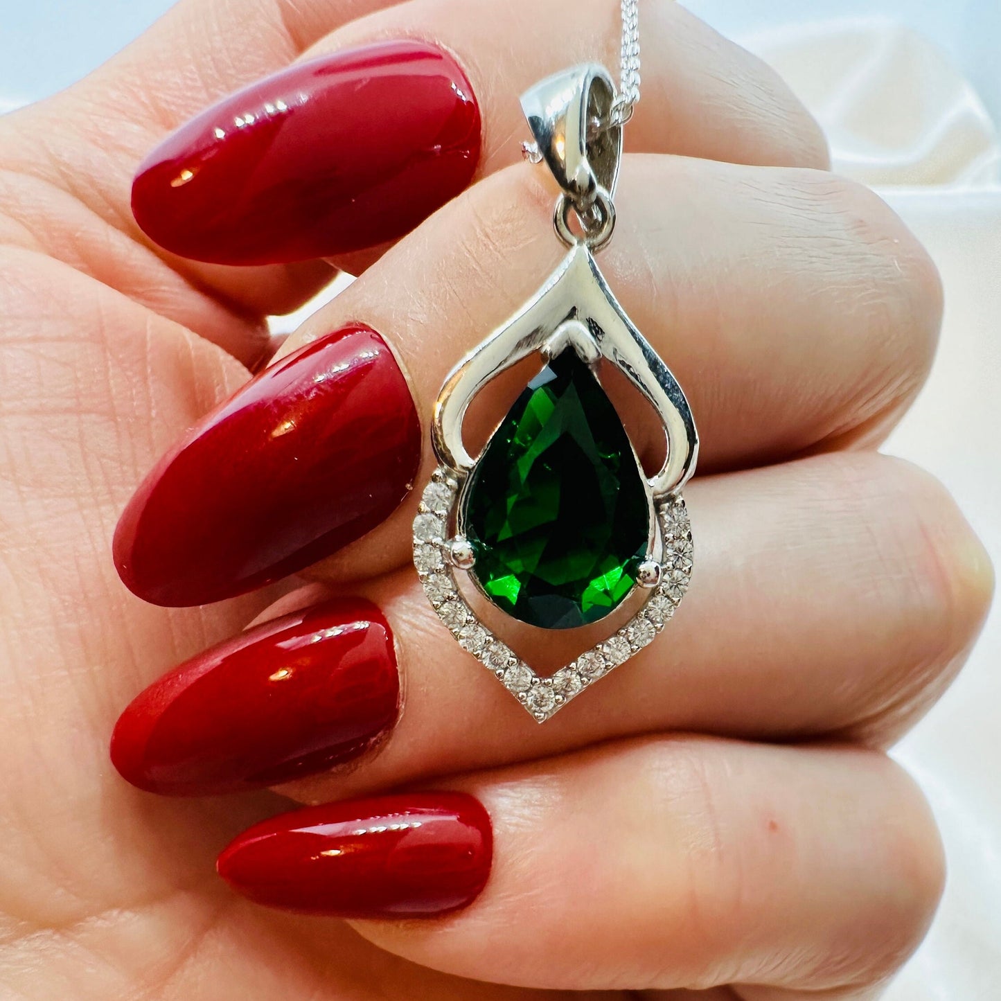 Personalized May Birthstone Emerald Necklace -