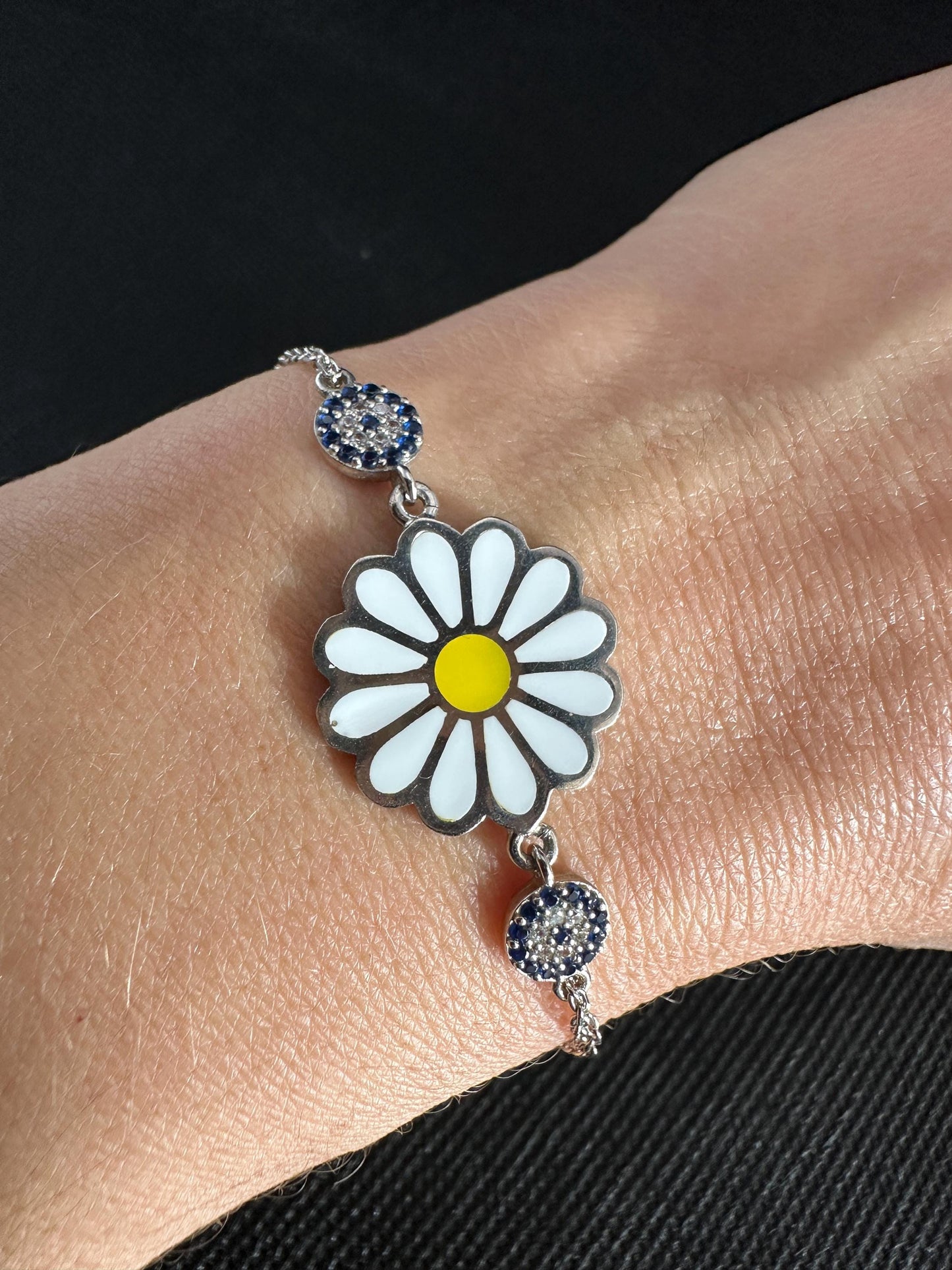 Daisy's Evil Eye Sterling Silver Bracelet - Protection Jewelry Gift