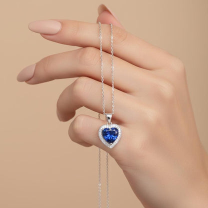 Handcrafted Sapphire Heart Necklace - Symbol of Love and Birthstone Brilliance