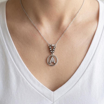 Sterling Silver Initial Necklace: Personalized Zircon Letter Pendant