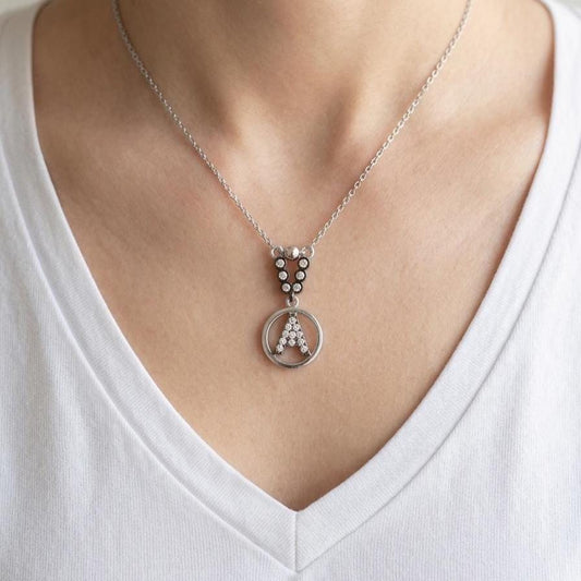 Sterling Silver Initial Necklace: Personalized Zircon Letter Pendant