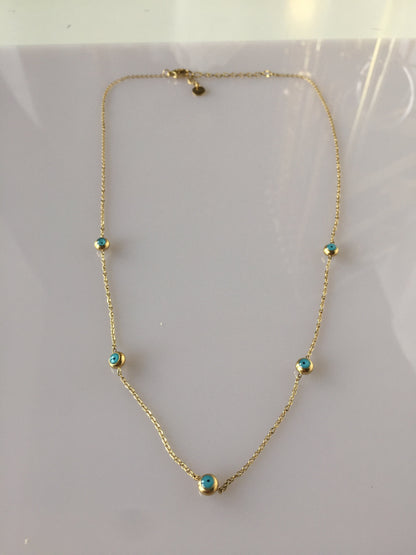 Minimalist Gold Evil Eye Necklace: 18Ct PVD Plated Stainless Steel