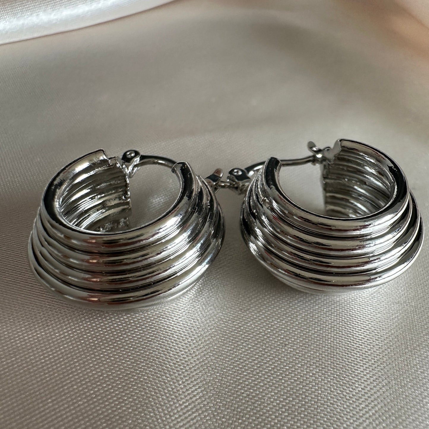 Silver Thick Hoop Earrings: Upcycled Brass, 2.5cm