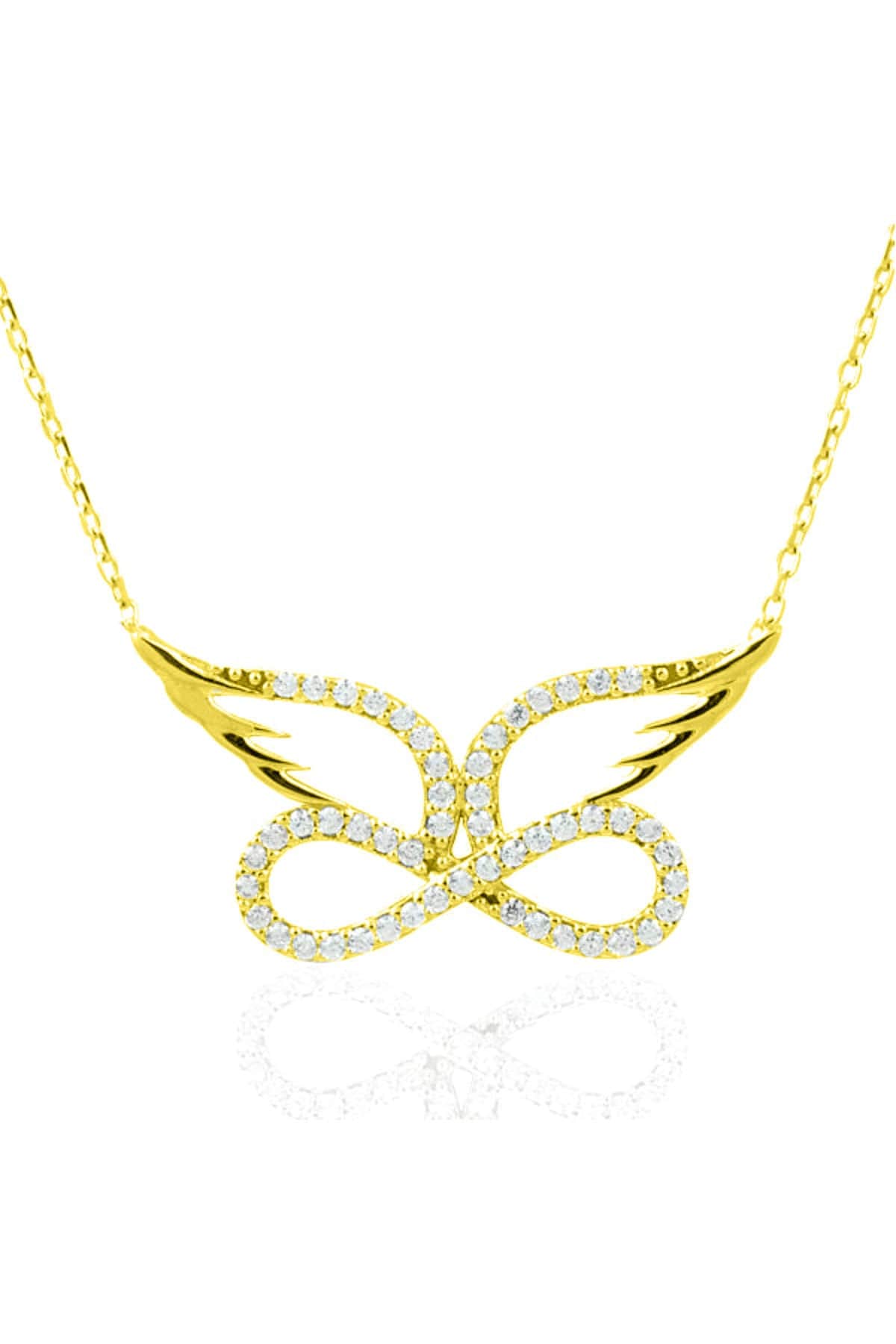 Angel Wing Infinity Necklace – Gold Vermeil on Sterling Silver with Zircon