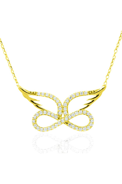 Angel Wing Infinity Necklace – Gold Vermeil on Sterling Silver with Zircon