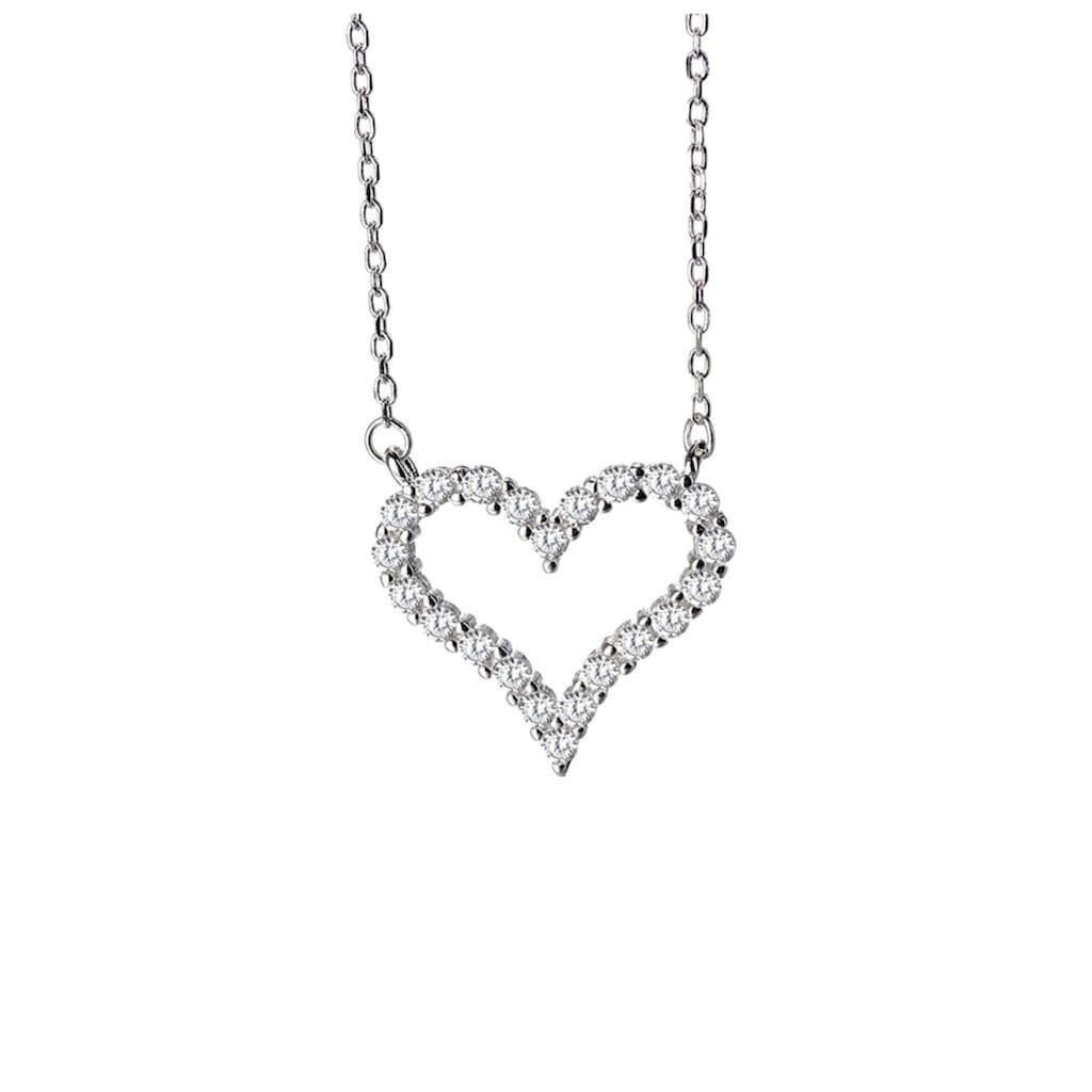 Dainty Sterling Silver Heart Necklace with Sparkling Zircon