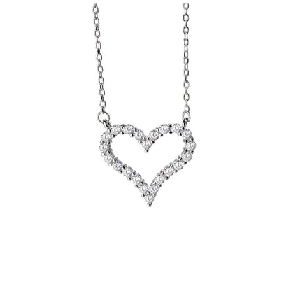 Dainty Sterling Silver Heart Necklace with Sparkling Zircon