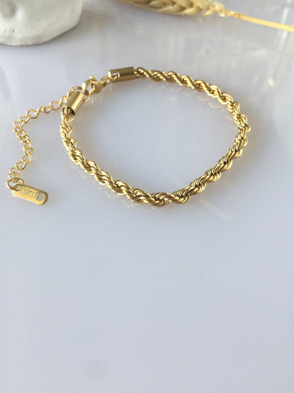 Gold Rope Chain Necklace: 18Ct PVD Plated Stainless Steel, 45cm