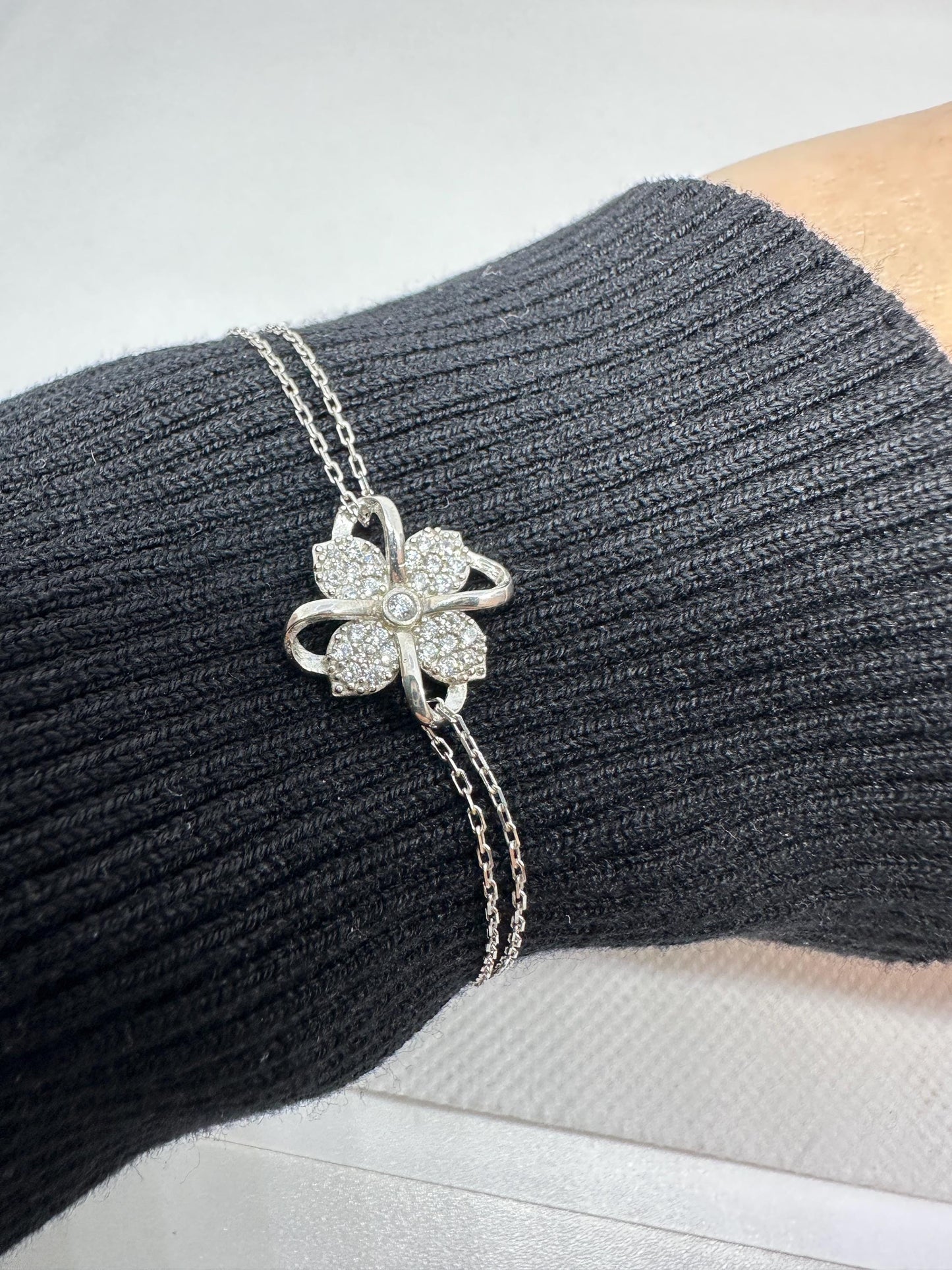 Sterling Silver Clover Bracelet