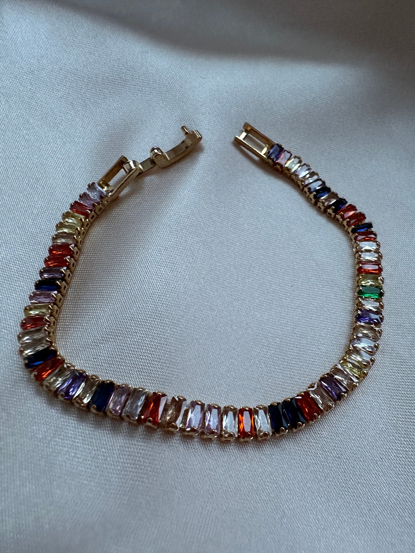 Gold Rainbow Zircon Tennis Bracelet - 18Ct PVD Plated