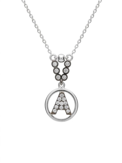 Sterling Silver Initial Necklace: Personalized Zircon Letter Pendant