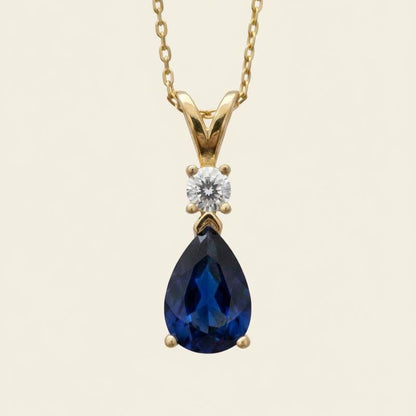 Gold Vermeil Sapphire Necklace - September Birthstone Pendant - Minimalist Jewelry -