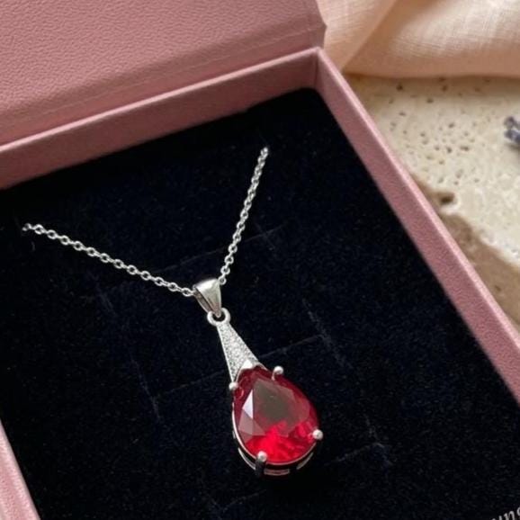 Ruby Necklace in Sterling Silver- July Birthstone Jewelry-Gift For Her