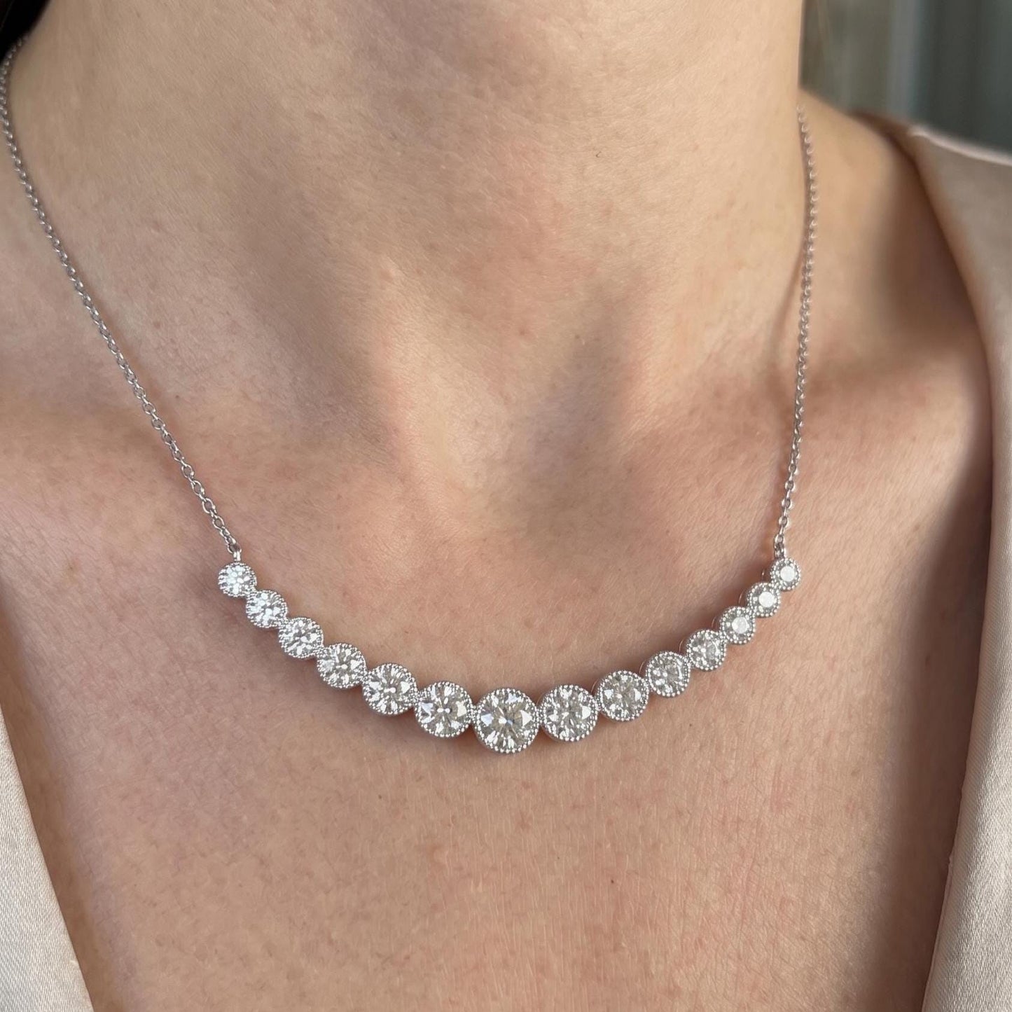 Dainty Zircon Sterling Silver Necklace - Waterway Pendant -Gift For Her