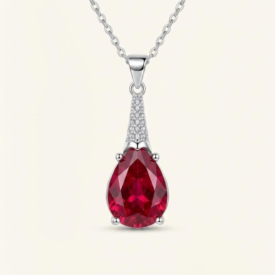 Ruby Necklace in Sterling Silver- July Birthstone Jewelry-Gift For Her