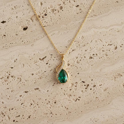 Emerald Teardrop Necklace – Gold Vermeil May Birthstone