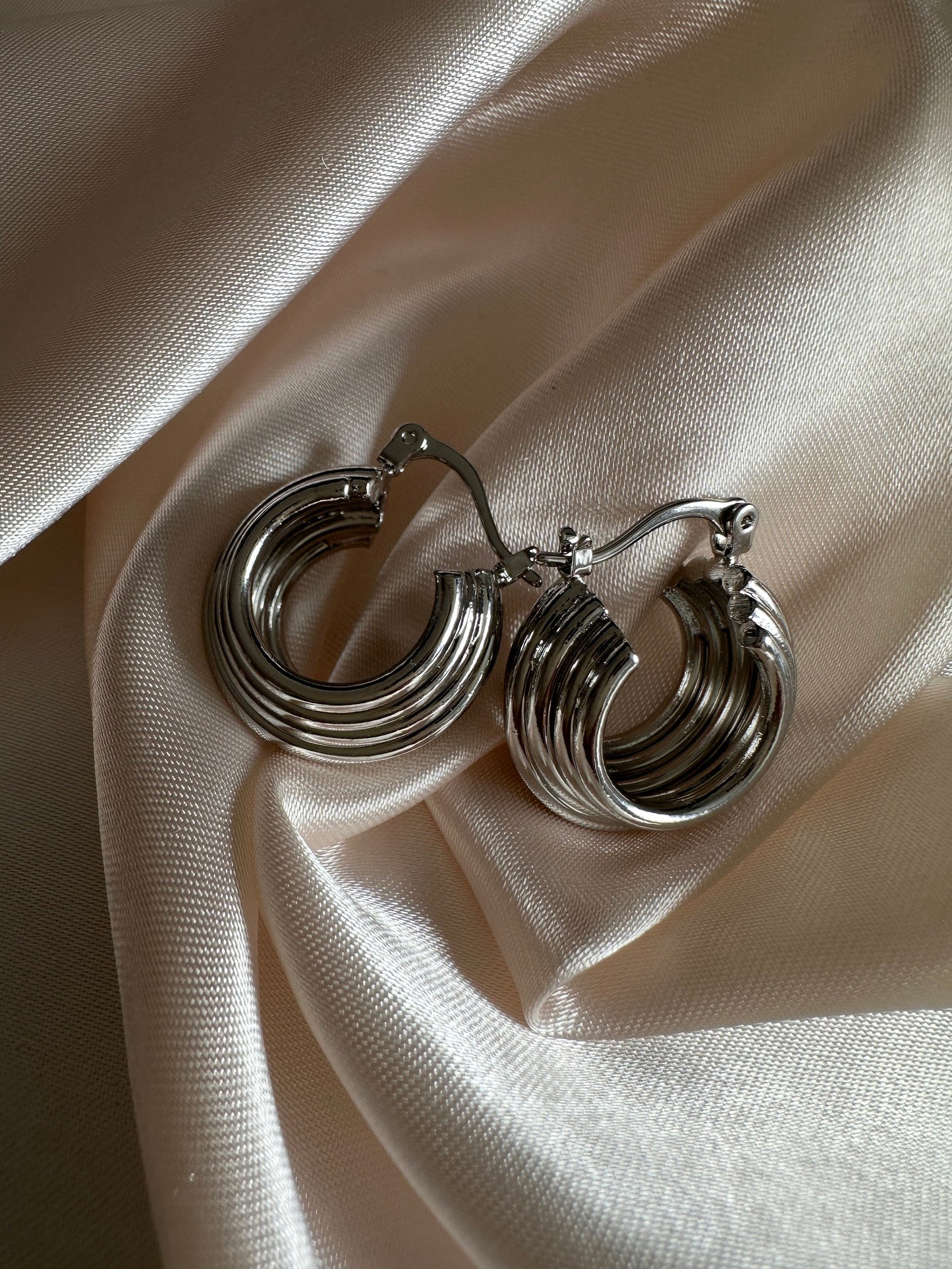 Silver Thick Hoop Earrings: Upcycled Brass, 2.5cm