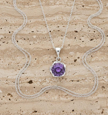 Amethyst Floral Pendant Necklace - Birthstone Jewelry for February Birthdays -