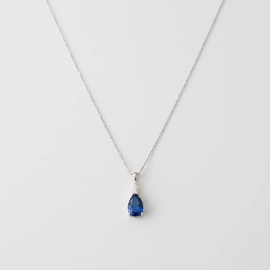 Sapphire Necklace in Sterling Silver- September Birthstone Jewelry