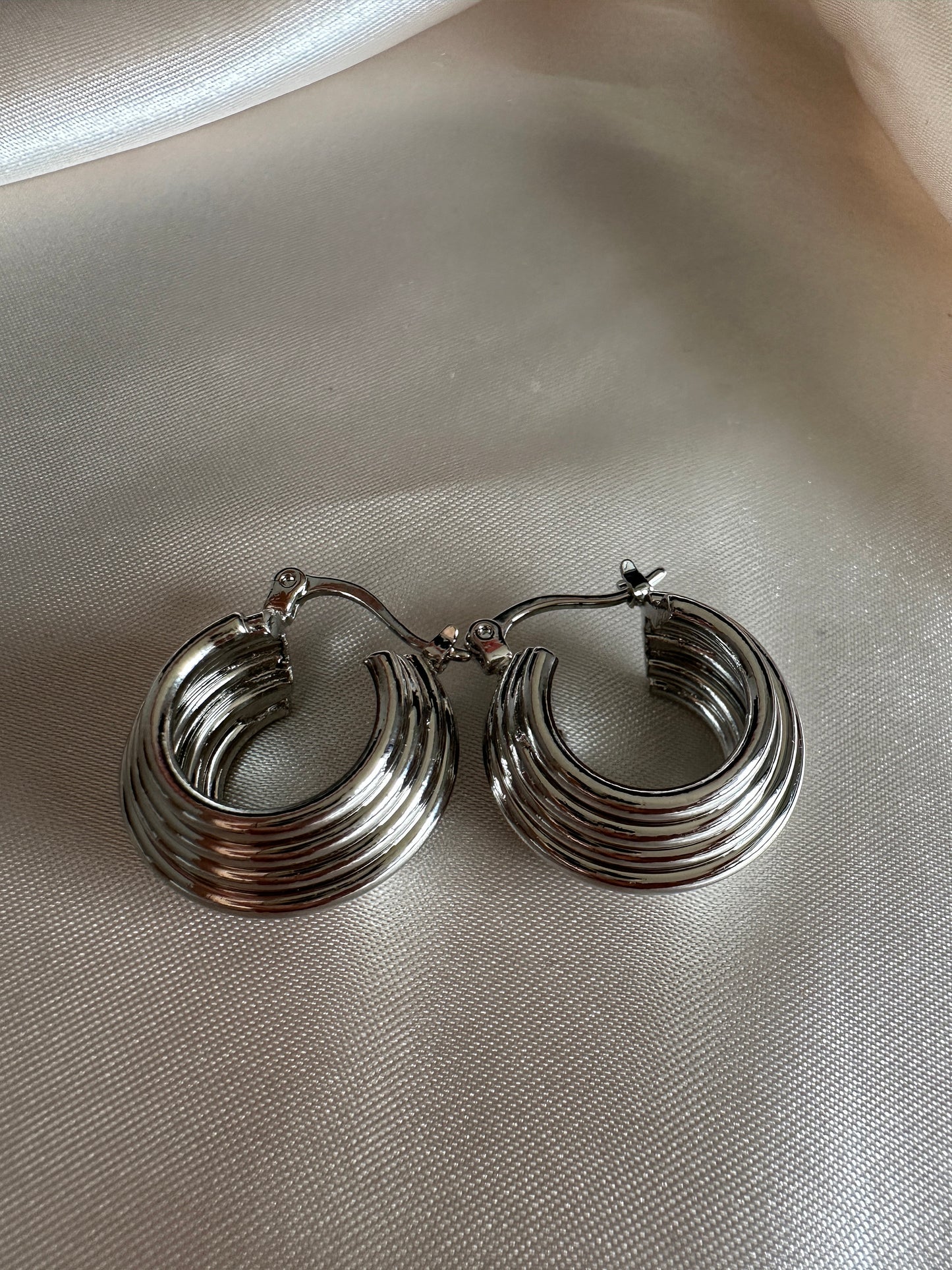 Silver Thick Hoop Earrings: Upcycled Brass, 2.5cm
