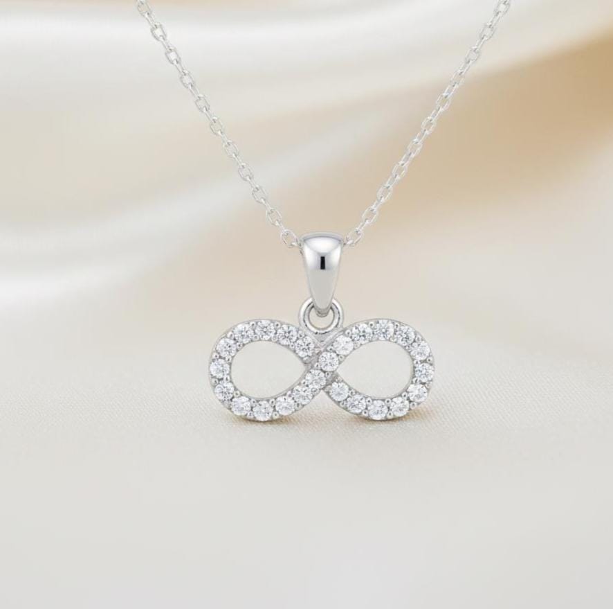 Infinity Zircon Sterling Silver Necklace -