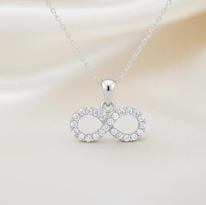 Infinity Zircon Sterling Silver Necklace -