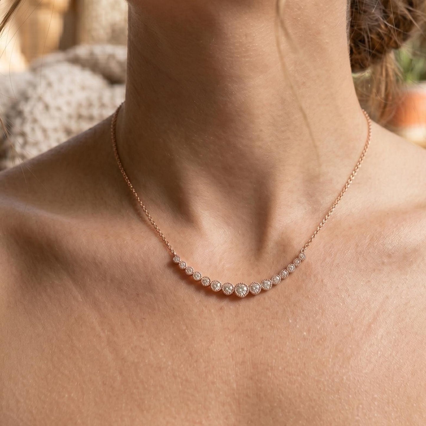 Rose Gold Waterway Necklace - Sterling Silver Zircon Pendant - Gift For Her