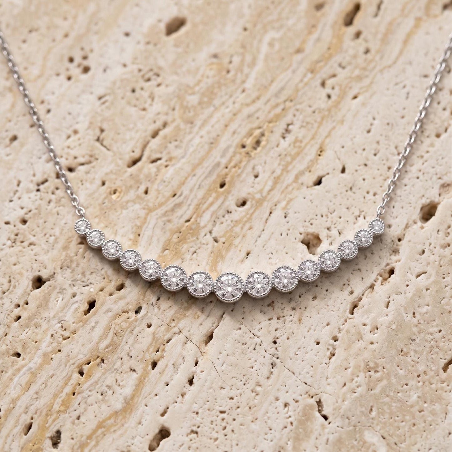 Dainty Zircon Sterling Silver Necklace - Waterway Pendant -Gift For Her