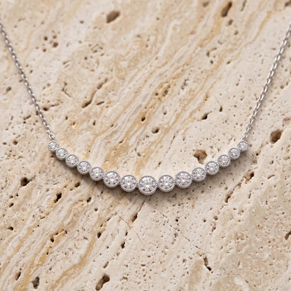 Dainty Zircon Sterling Silver Necklace - Waterway Pendant -Gift For Her