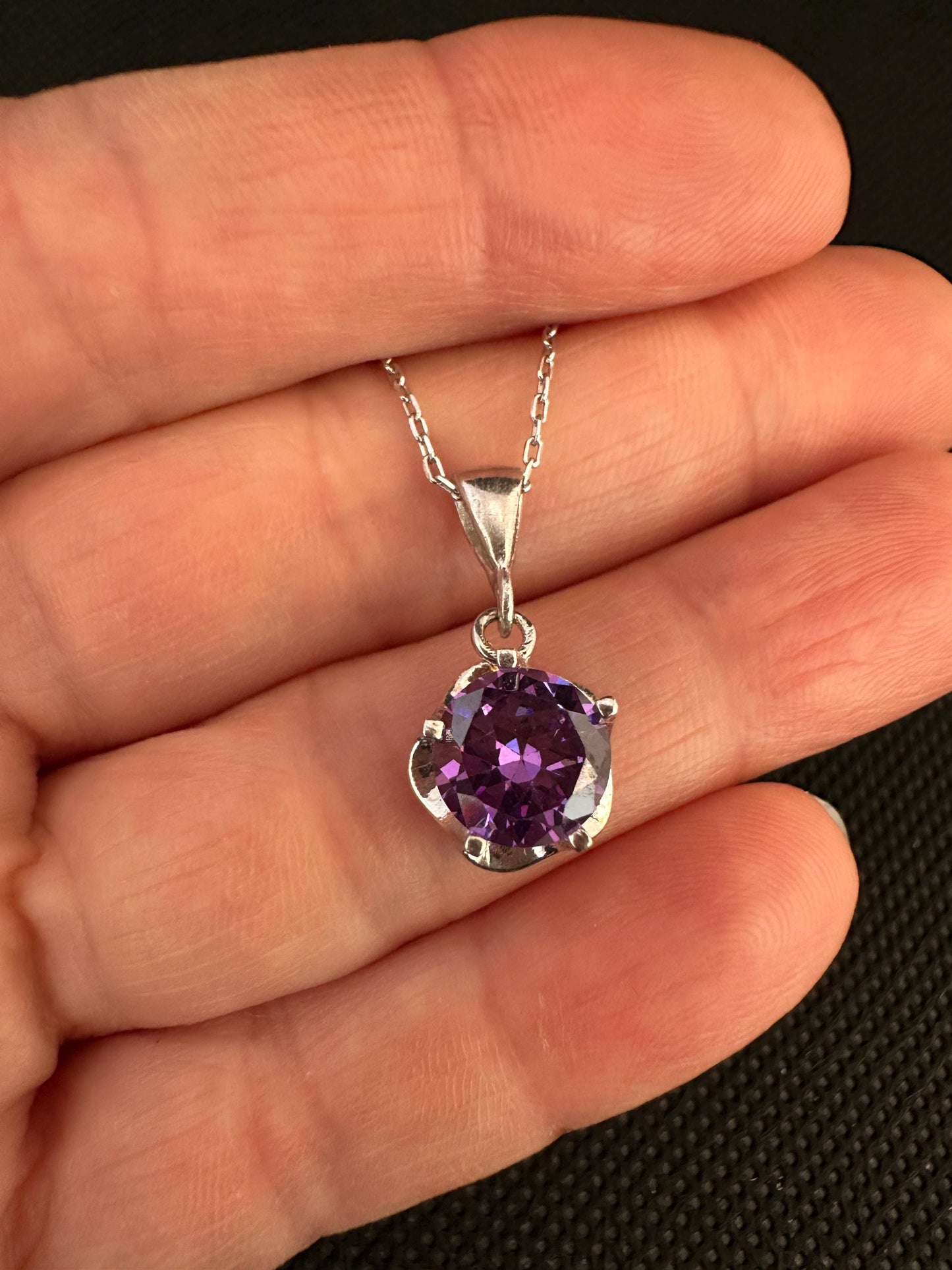 Amethyst Floral Pendant Necklace - Birthstone Jewelry for February Birthdays -