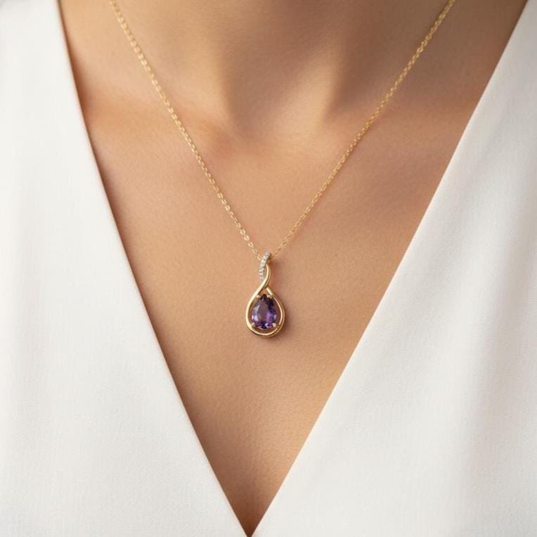 Gold Vermeil Amethyst Infinity Necklace -February Birthstone Pendant
