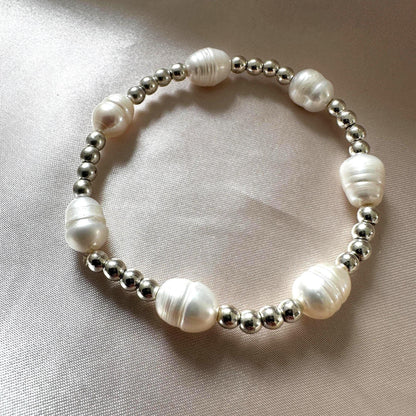 Natural Hematite and Pearl Bracelet – Delicate Handmade Jewelry for Women