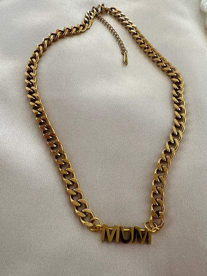 Personalized Gold Initial Necklace - Curb Chain