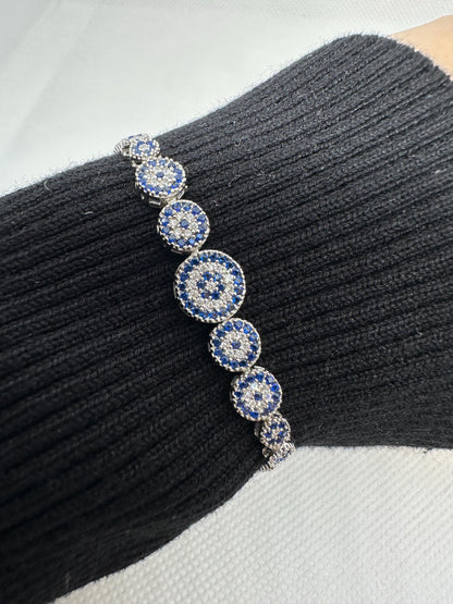Handmade Evil Eye Bracelet: 925 Sterling Silver Zircon Beaded Charm