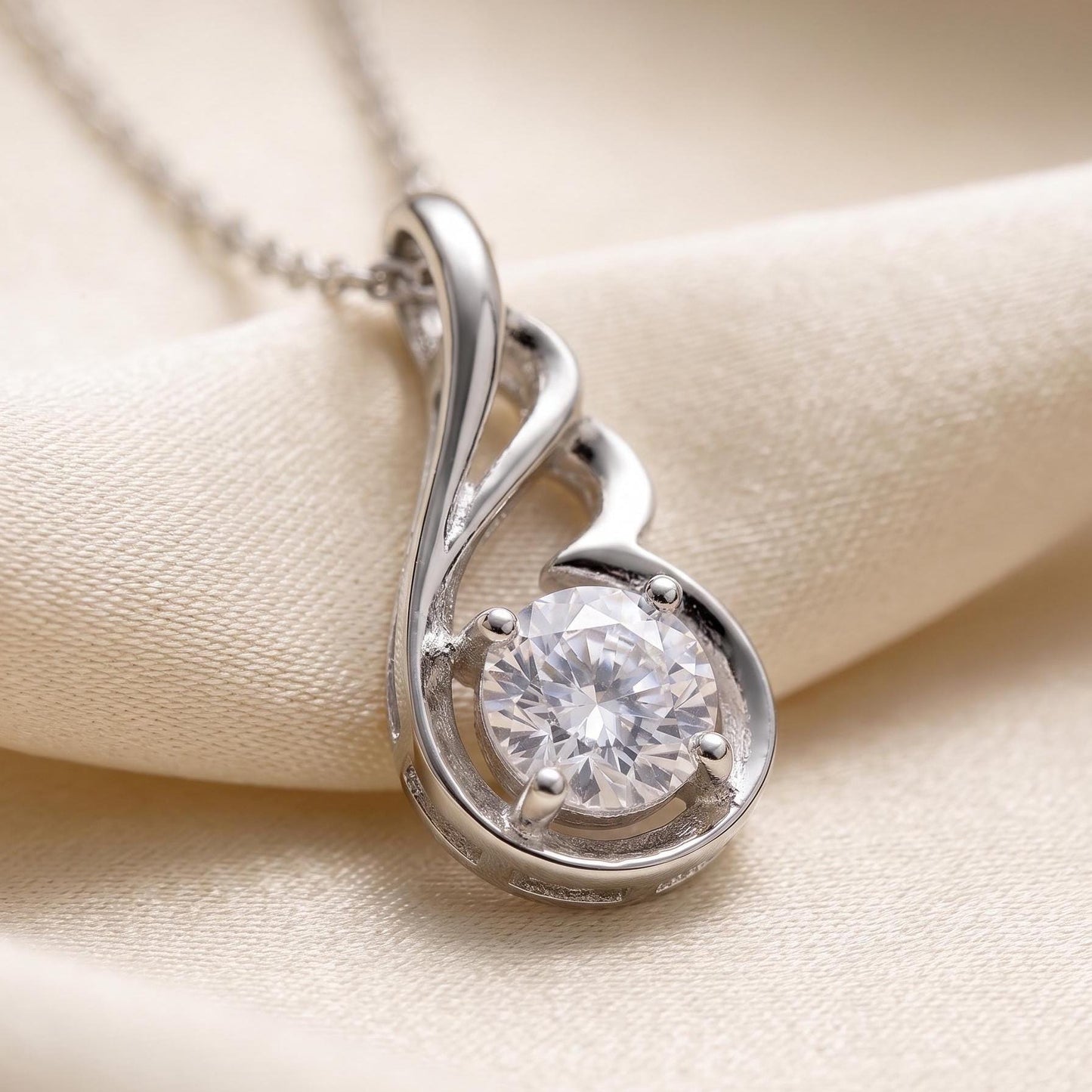 Angel Wing Necklace in Sterling Silver - April Birthstone Necklace -Gift For Her