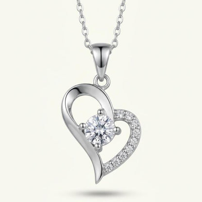 Dainty Silver Necklace with Zircon Heart Pendant - Sparkling Gift for Her