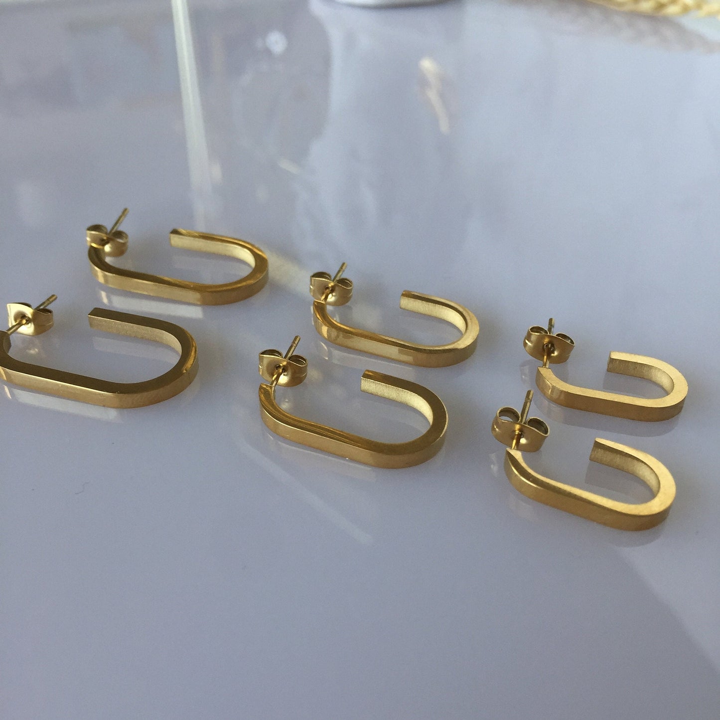 Gold Oval Hoop Earrings: Stainless Steel, Tarnish-Free