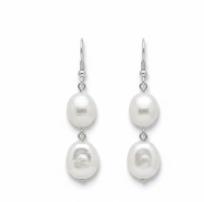 Chic White Pearl Dangle Earrings – Handcrafted Jewelry