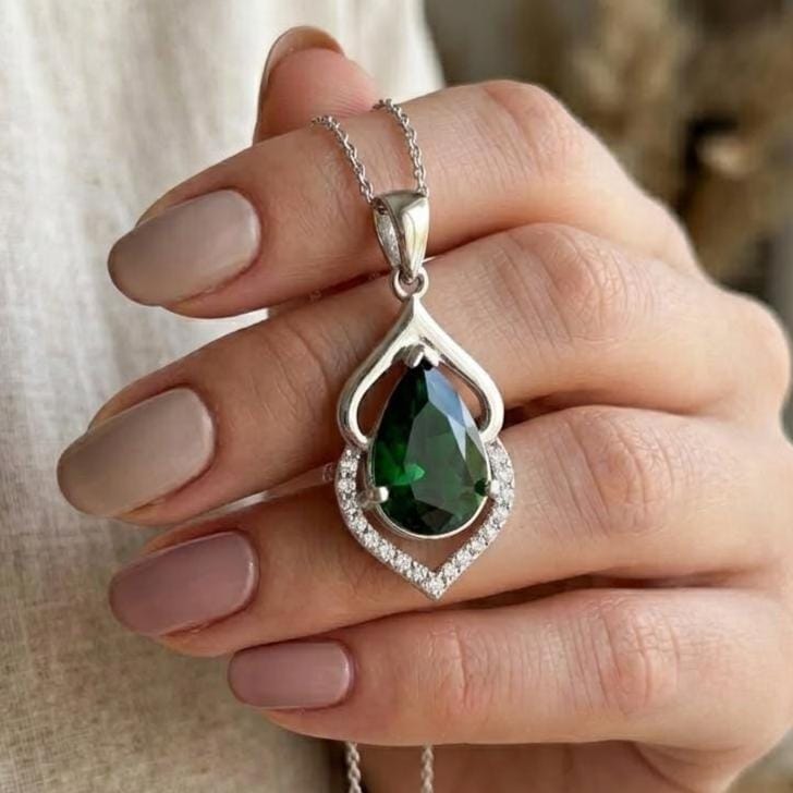 Personalized May Birthstone Emerald Necklace -