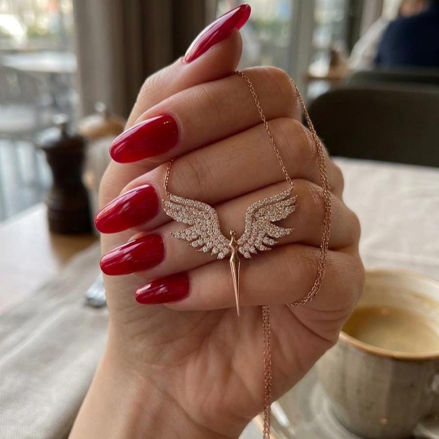 Archangel Wings Necklace in Rose Gold Vermeil - Sterling Silver St. Michael Charm