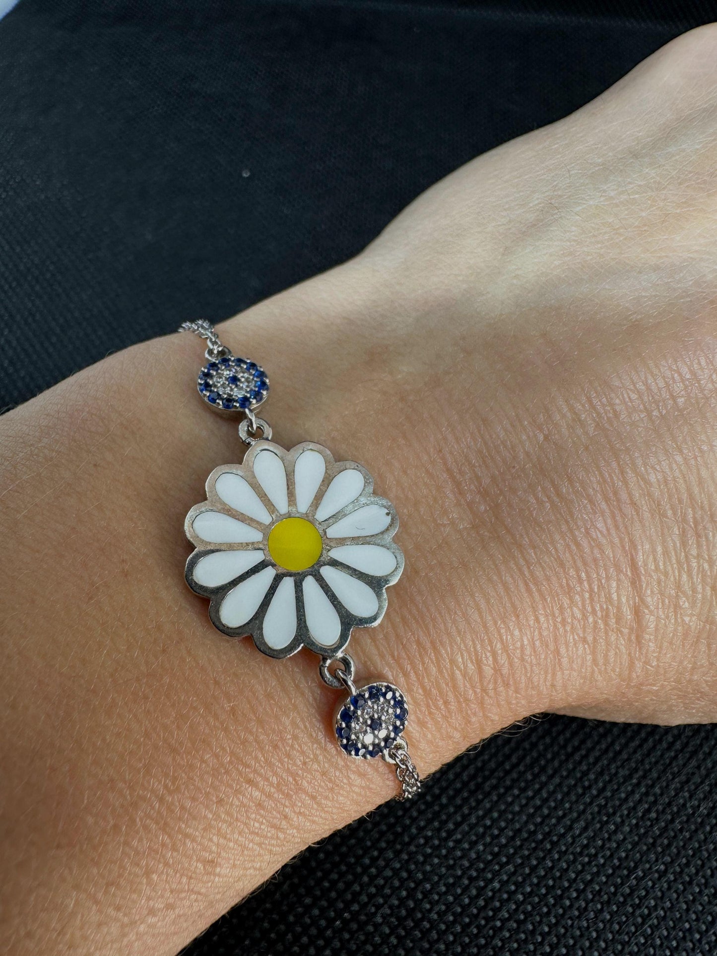 Daisy's Evil Eye Sterling Silver Bracelet - Protection Jewelry Gift