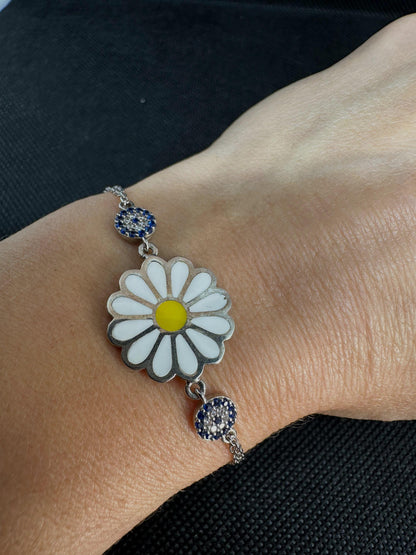Daisy's Evil Eye Sterling Silver Bracelet - Protection Jewelry Gift