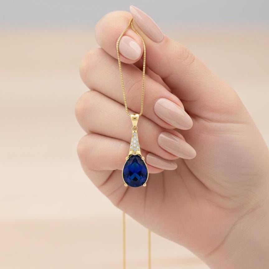 Sapphire Gold Vermeil Necklace - September Birthstone Jewelry