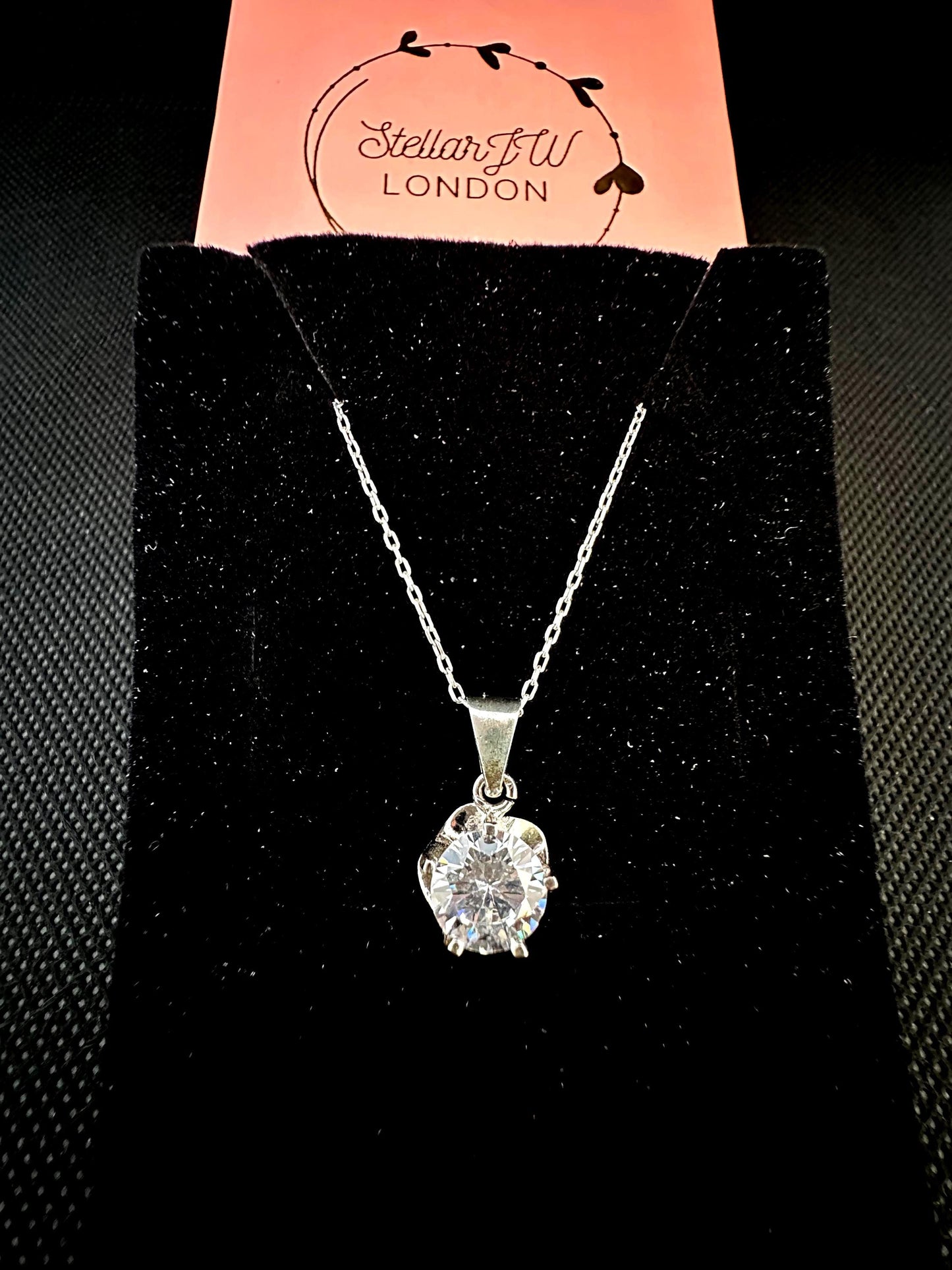 CZ Floral Pendant Necklace - Sterling Silver April Birthstone