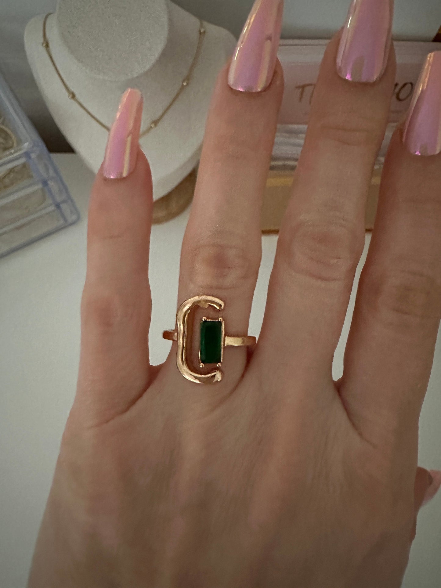 Bold Emerald Gold Ring - Eye-Catching Statement Piece