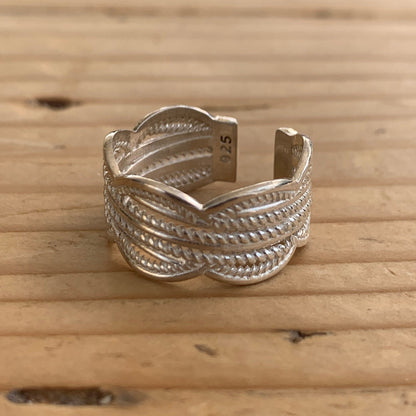 Handmade Chunky Sterling Silver Adjustable Ring: Boho Statement Jewelry