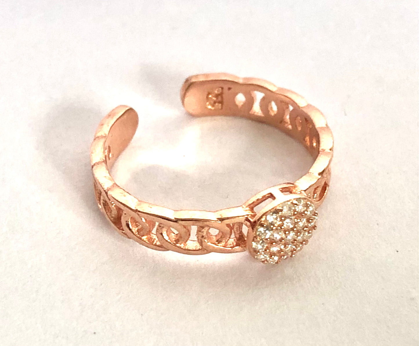 Rose Gold Sterling Silver Adjustable Ring: Boho Gift for Mom