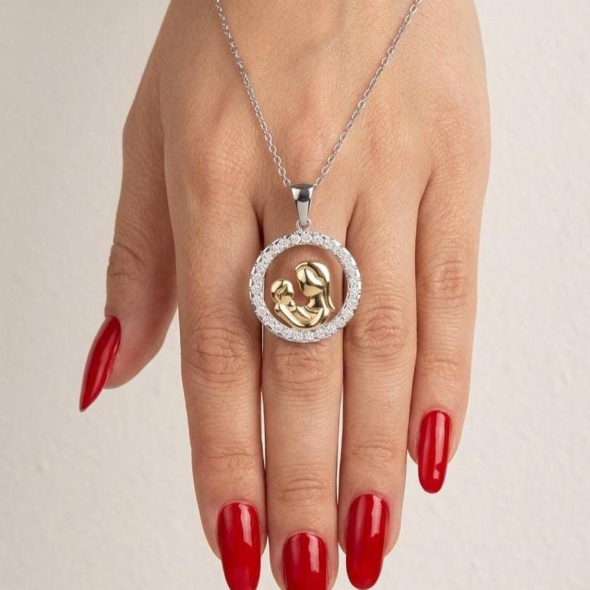 Gold Vermeil Mother-Child Necklace - Heartfelt Gift for Moms - Mother's Day