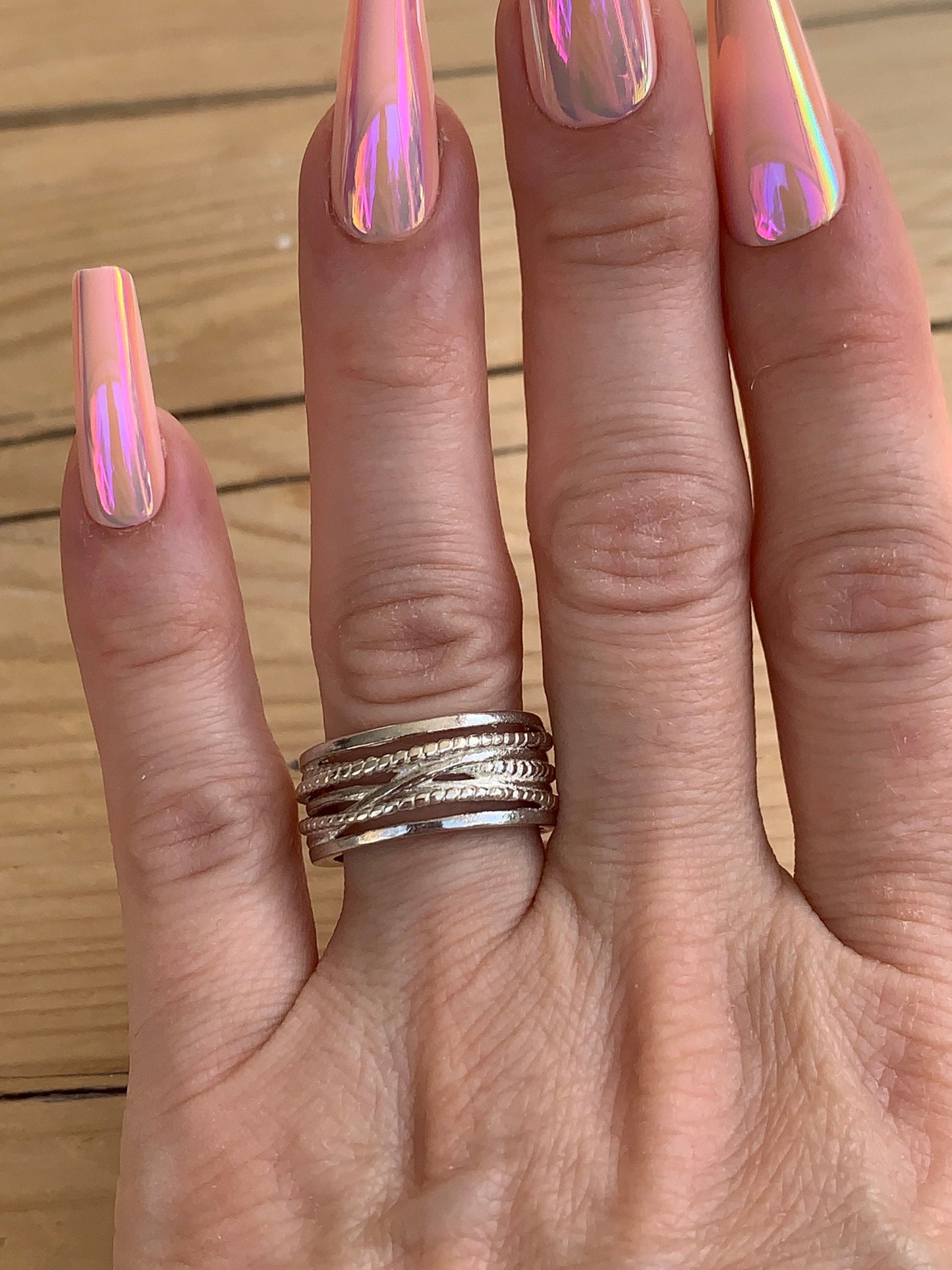 Chunky Sterling Silver Adjustable Ring – Boho Stacking Band