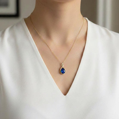Gold Vermeil Sapphire Infinity Necklace -September Birthstone Pendant-925 Sterling Silver